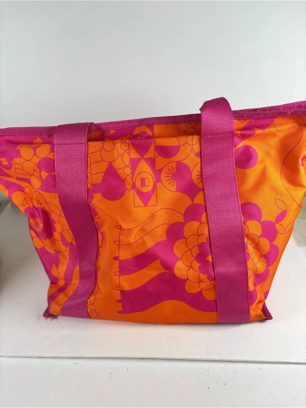 amika Orange and Pink Floral Graphic Tote